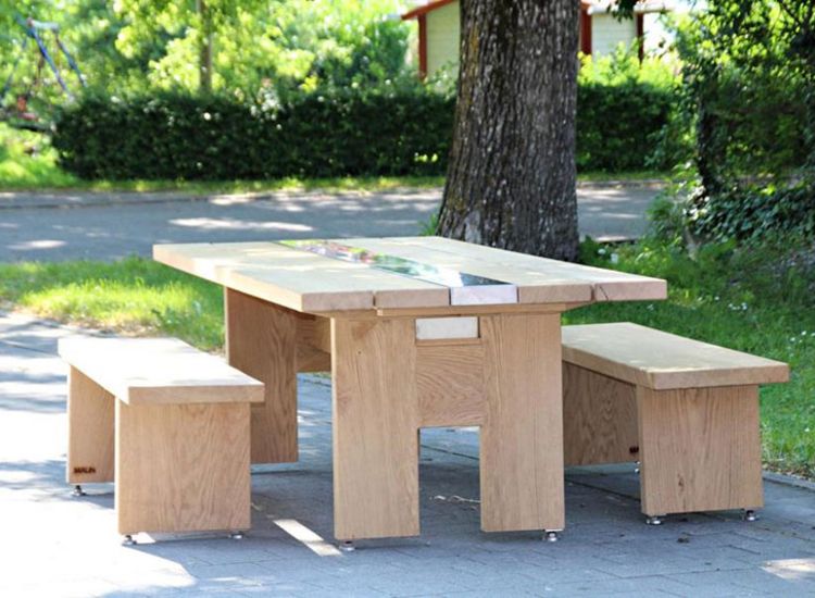 Gartentisch mit Stahlwanne
