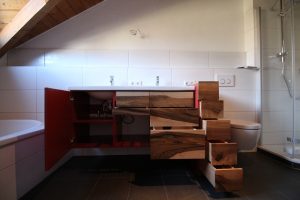 Waschbecken Unterschrank - Ansicht mit geöffneten Schubladen